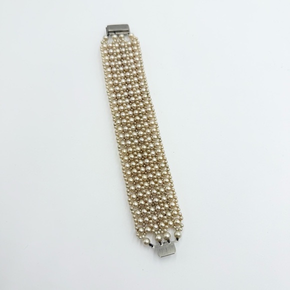 Vintage Faux Pearls Six-Vintage Faux Pearls Six-Strand Pearl Bracel - Picture 8 of 11